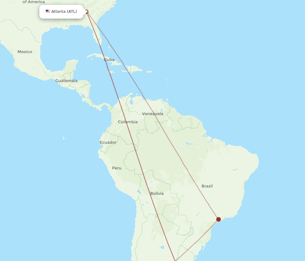 ATL to BRC flights and routes map