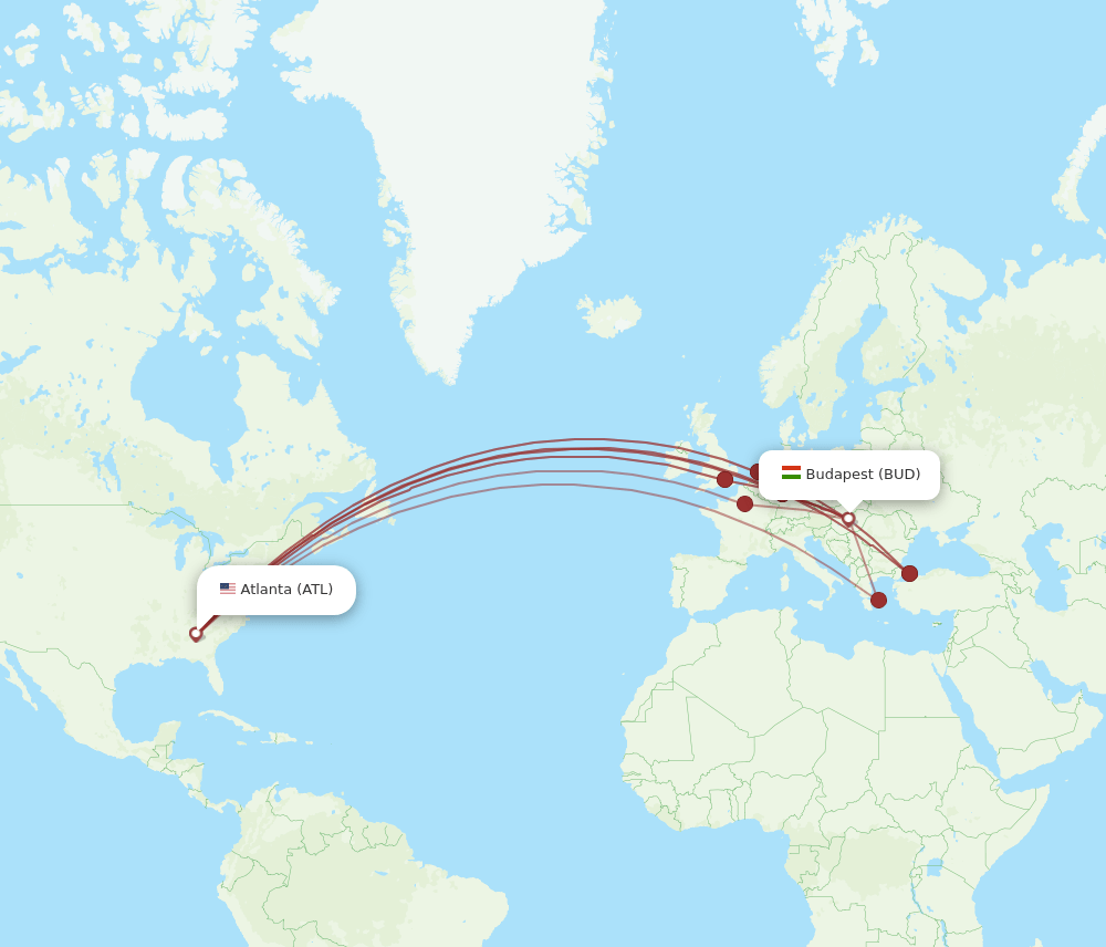 ATL-BUD flight routes