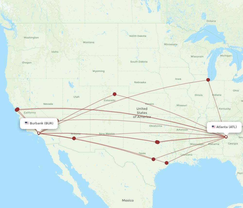 ATL-BUR flight routes