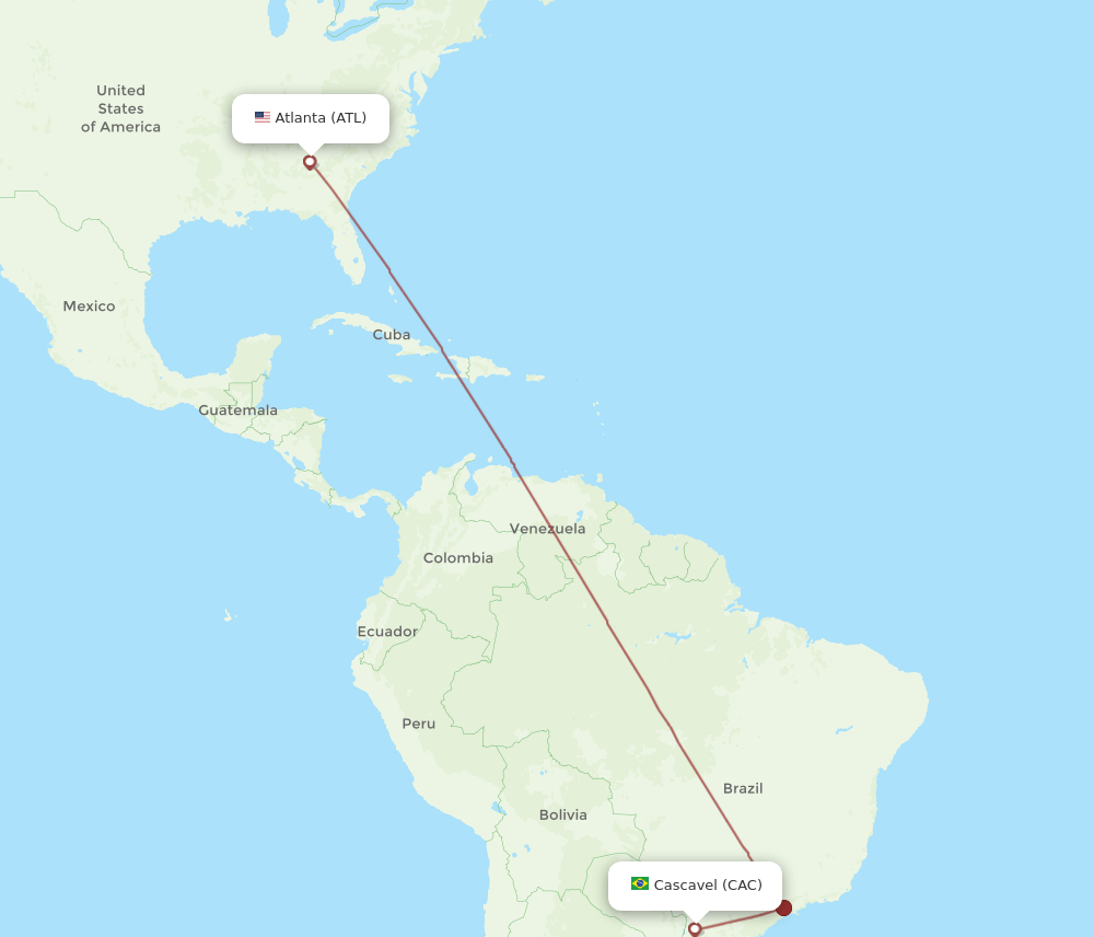 ATL to CAC flights and routes map