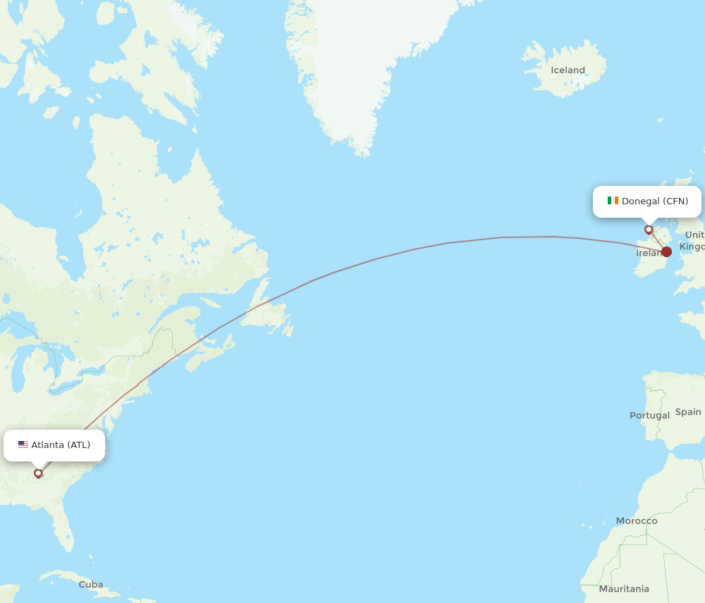 ATL to CFN flights and routes map