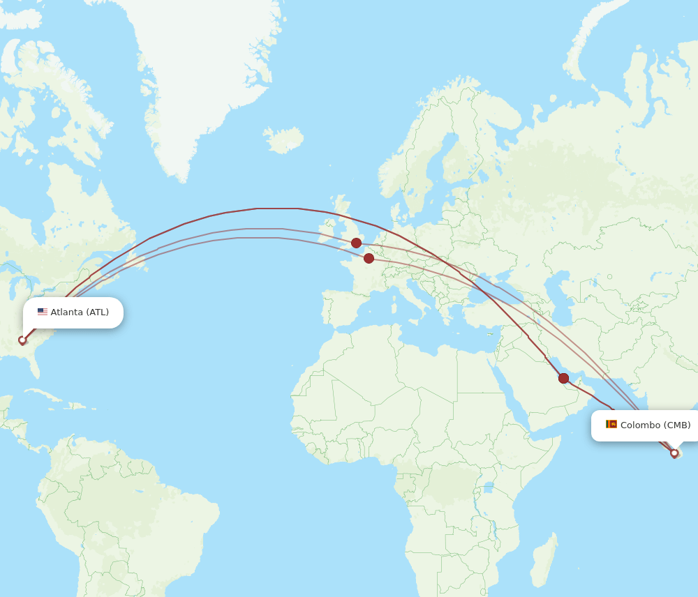 ATL-CMB flight routes