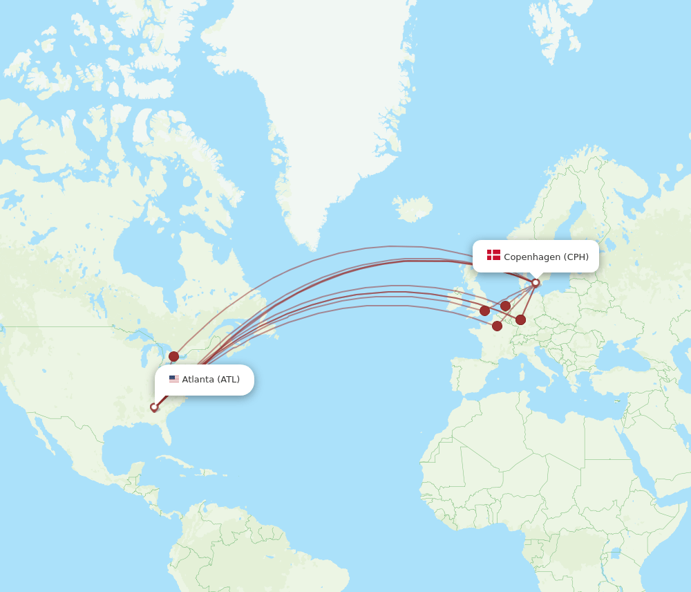 ATL-CPH flight routes