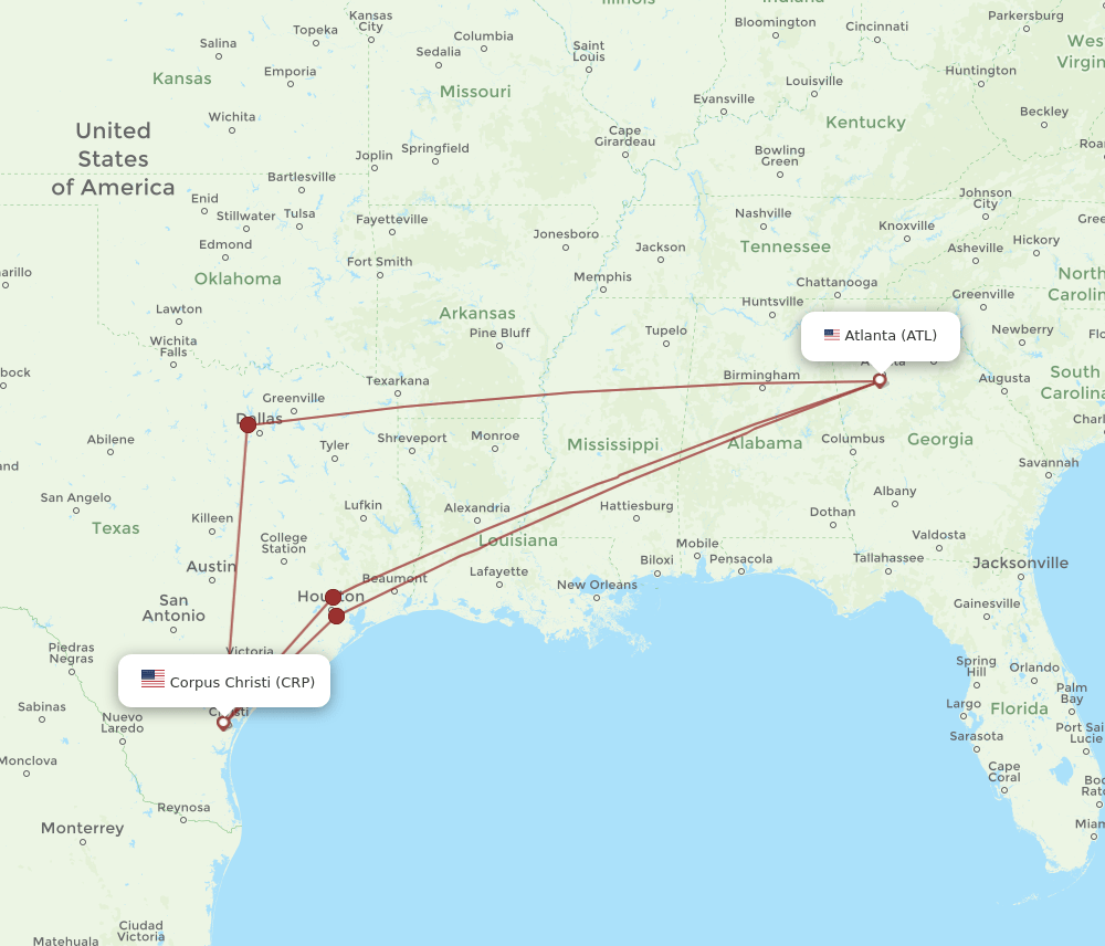ATL-CRP flight routes