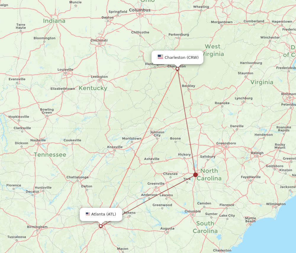 ATL-CRW flight routes