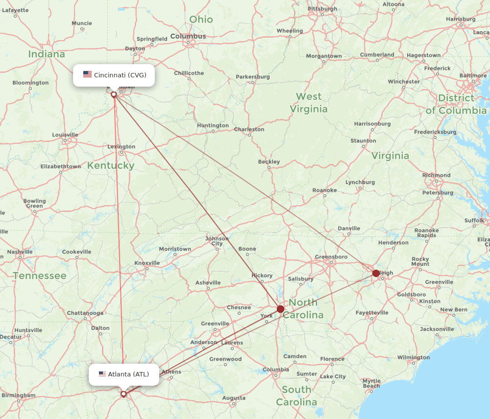 ATL-CVG flight routes
