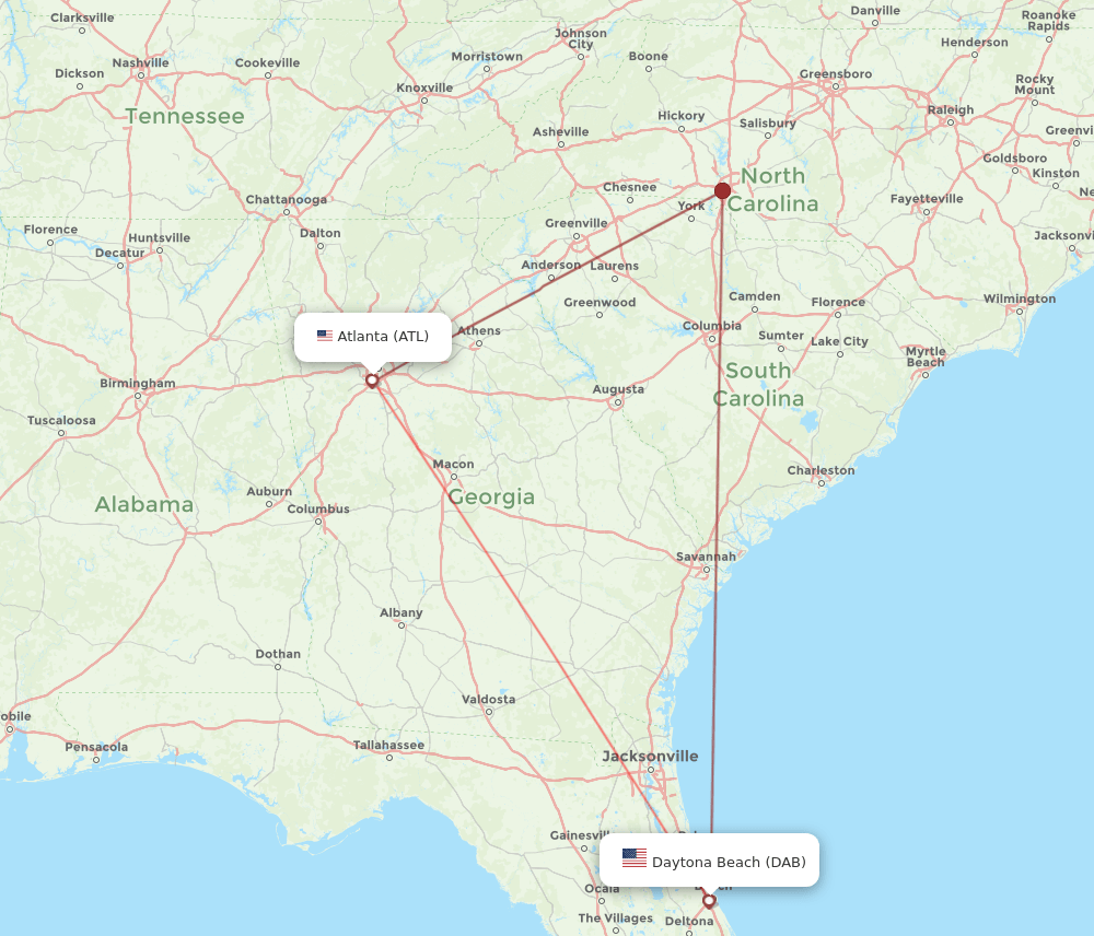 ATL-DAB flight routes