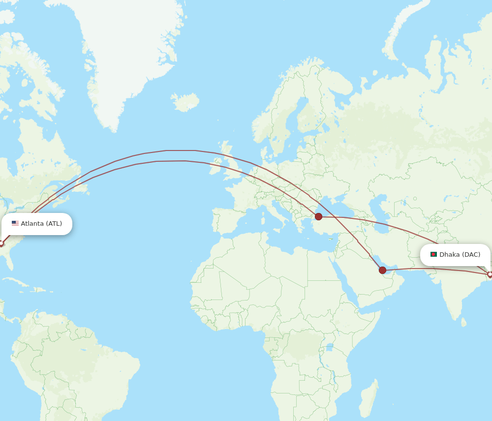 ATL-DAC flight routes