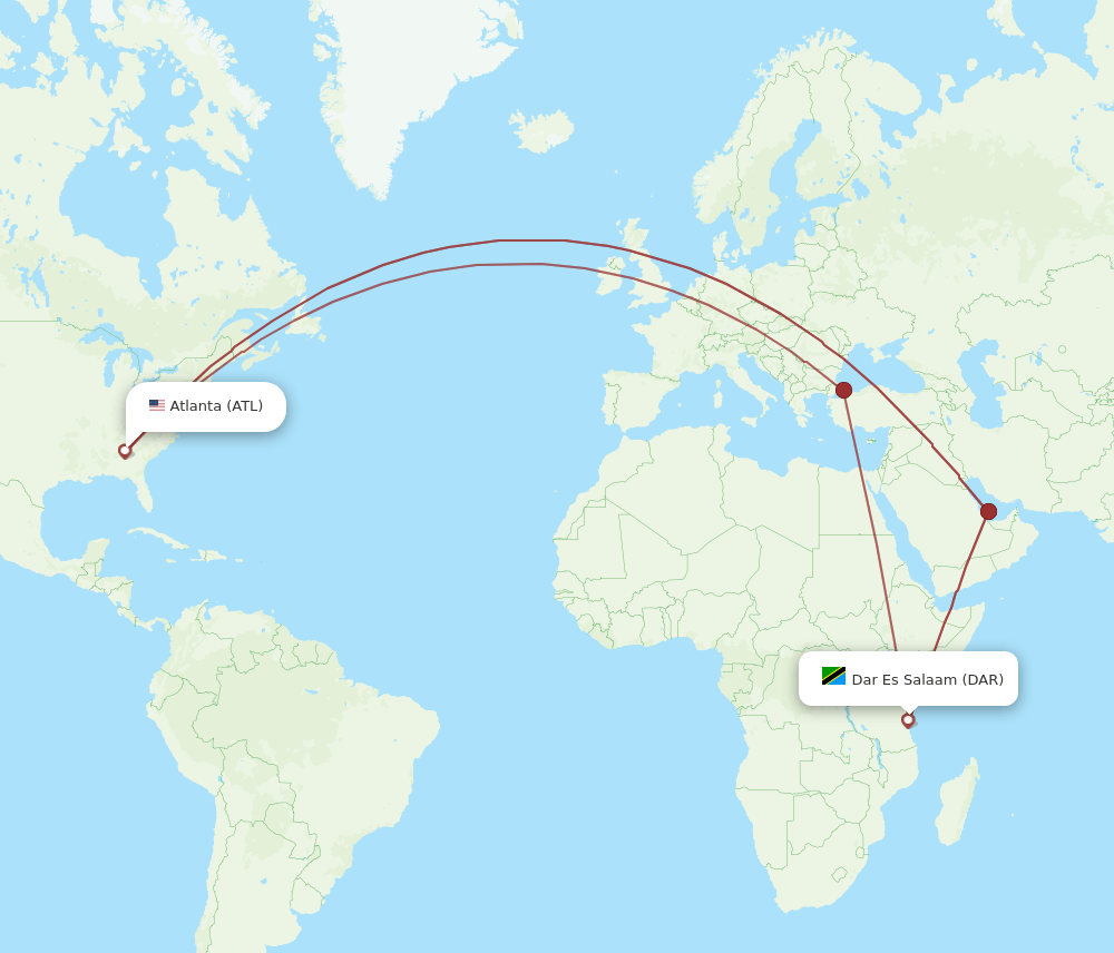 ATL-DAR flight routes