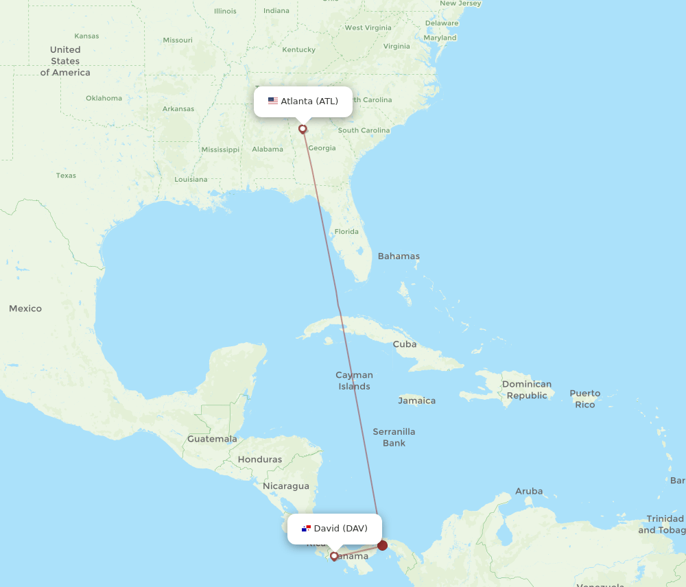 ATL-DAV flight routes
