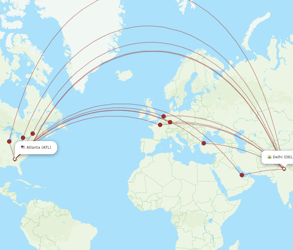 ATL-DEL flight routes