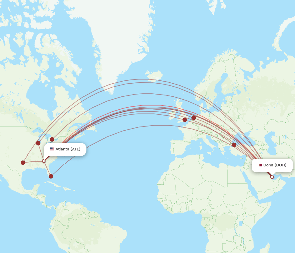 ATL-DOH flight routes