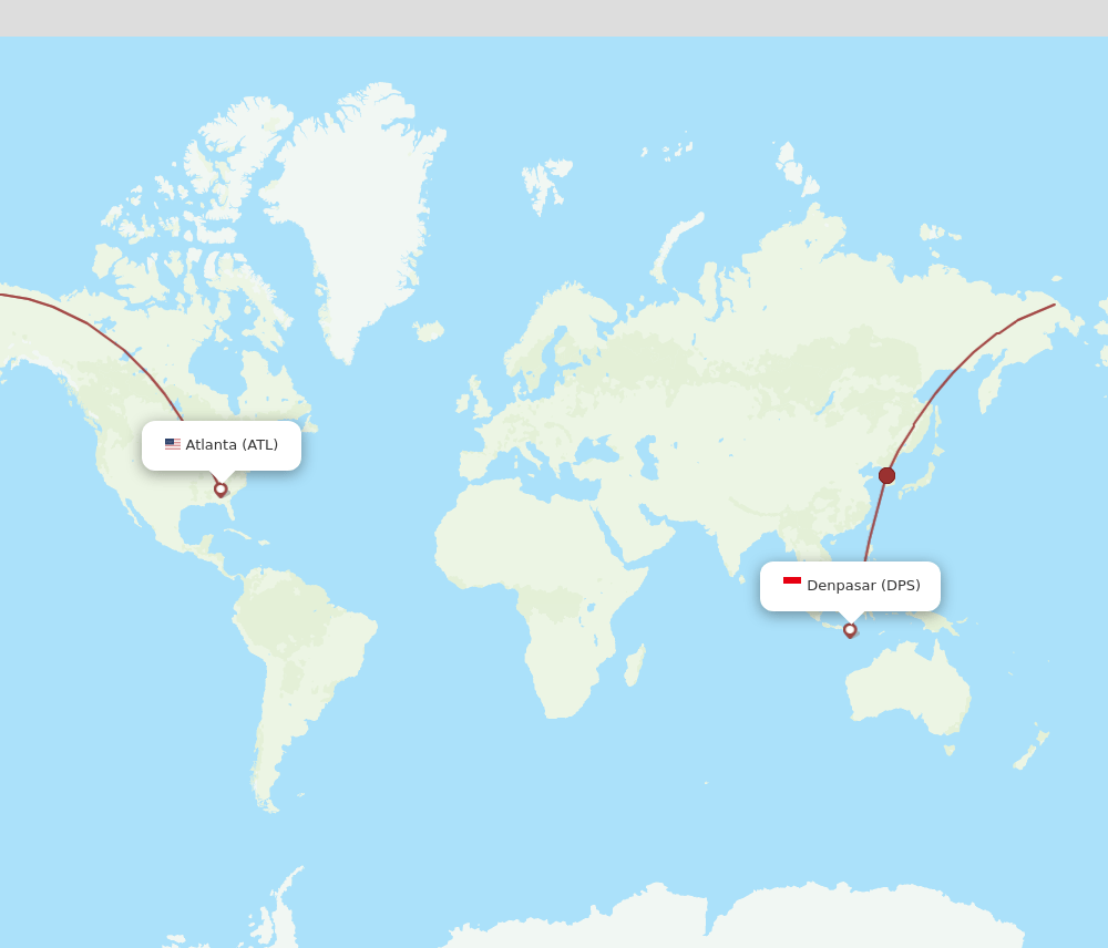 ATL to DPS flights and routes map