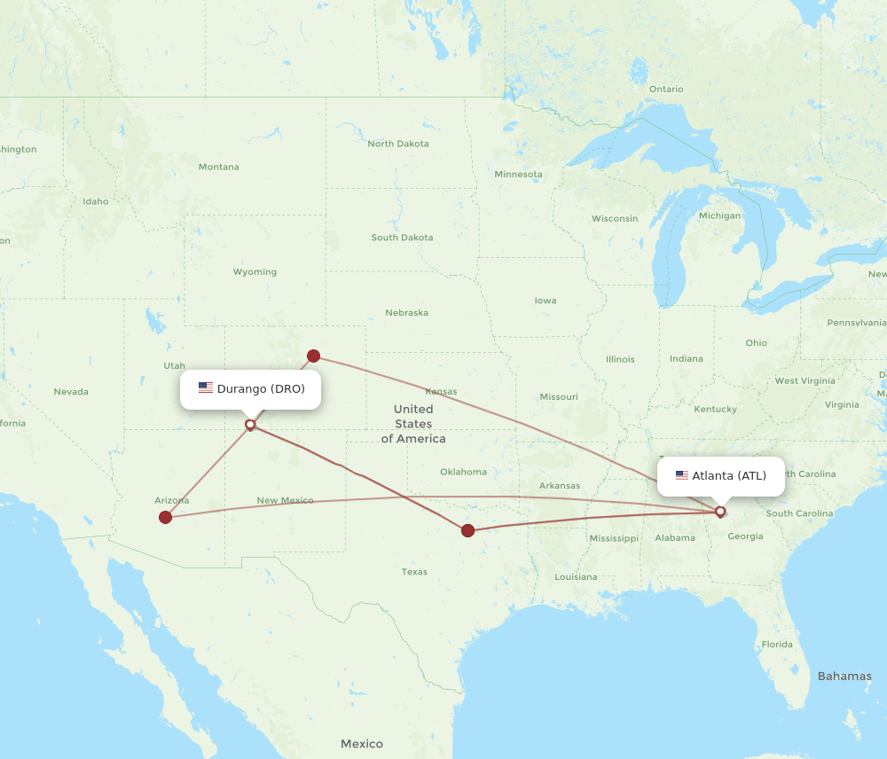 ATL-DRO flight routes