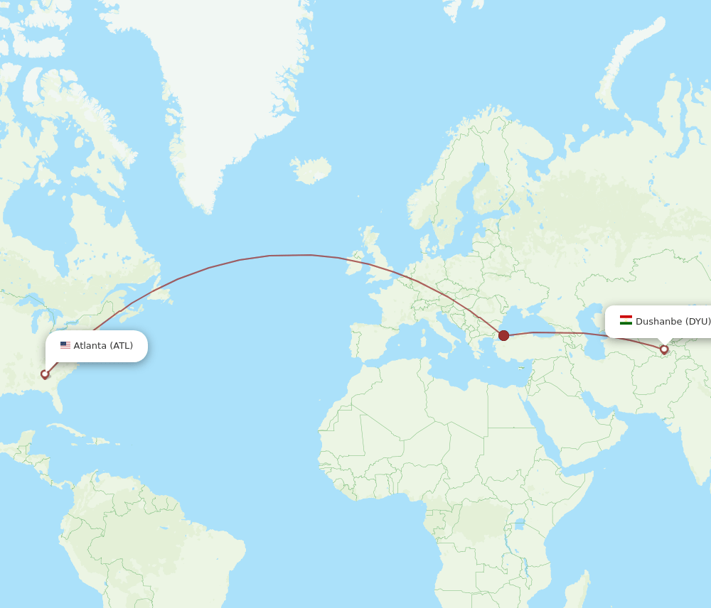 ATL-DYU flight routes