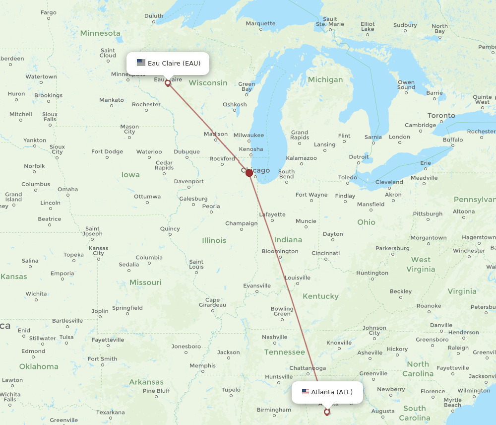 ATL to EAU flights and routes map