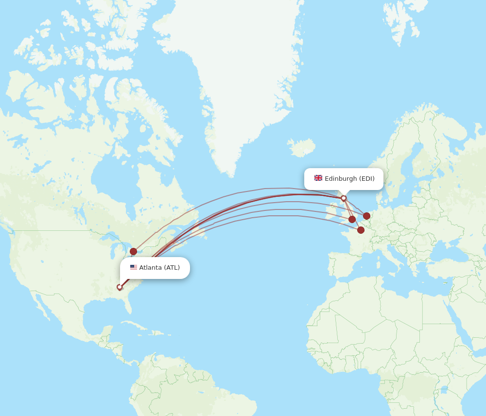 ATL to EDI flights and routes map