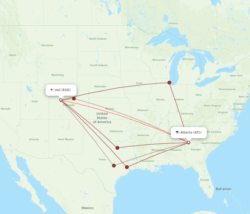 ATL-EGE flight routes
