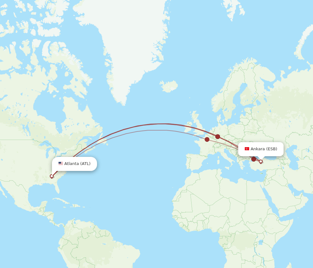 ATL-ESB flight routes