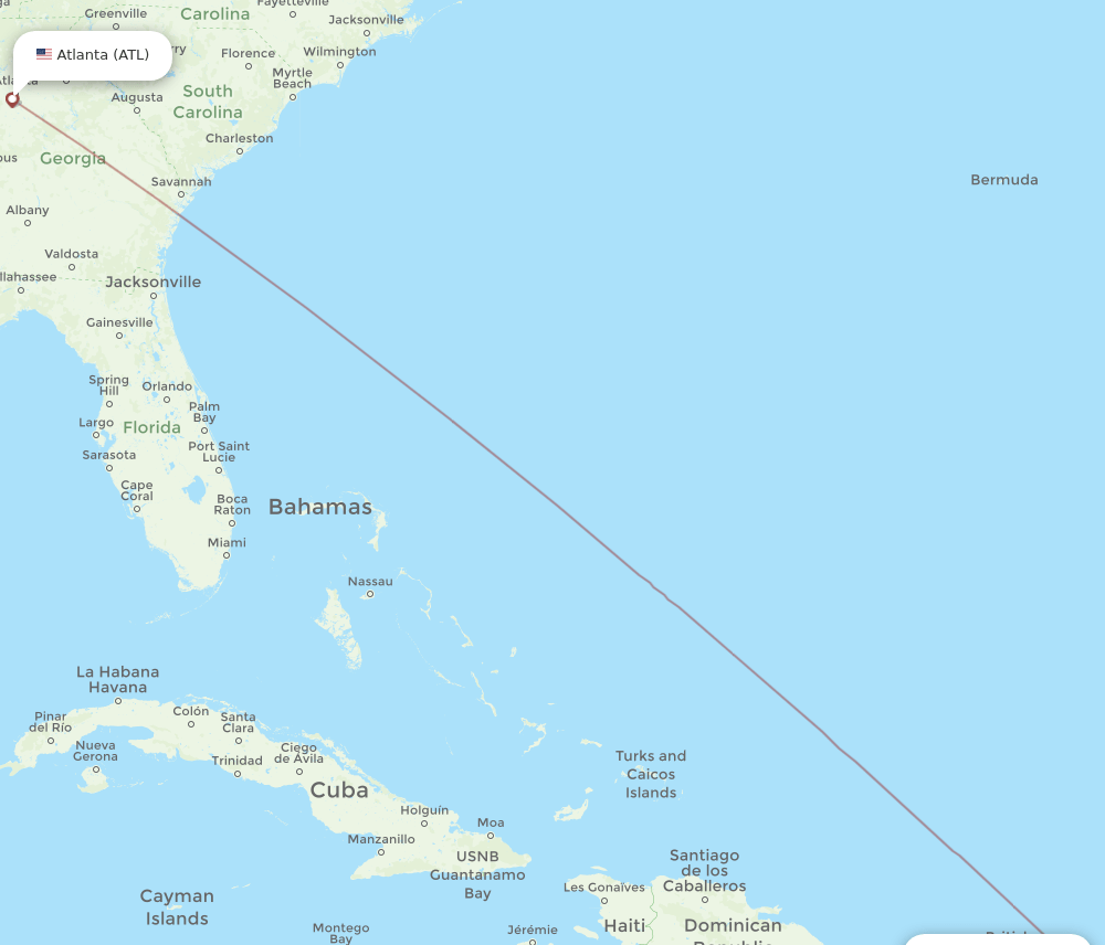 ATL-EUX flight routes