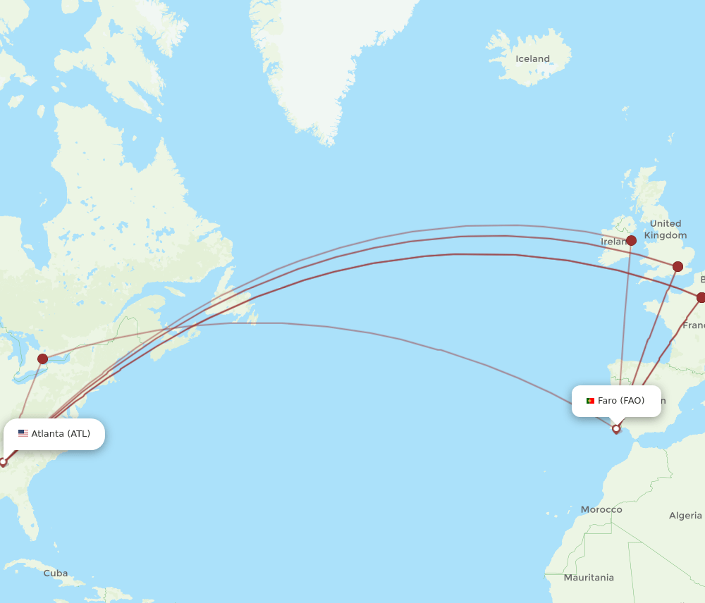 ATL-FAO flight routes