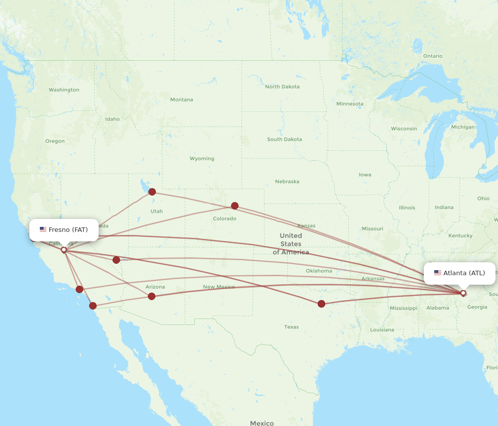 ATL to FAT flights and routes map
