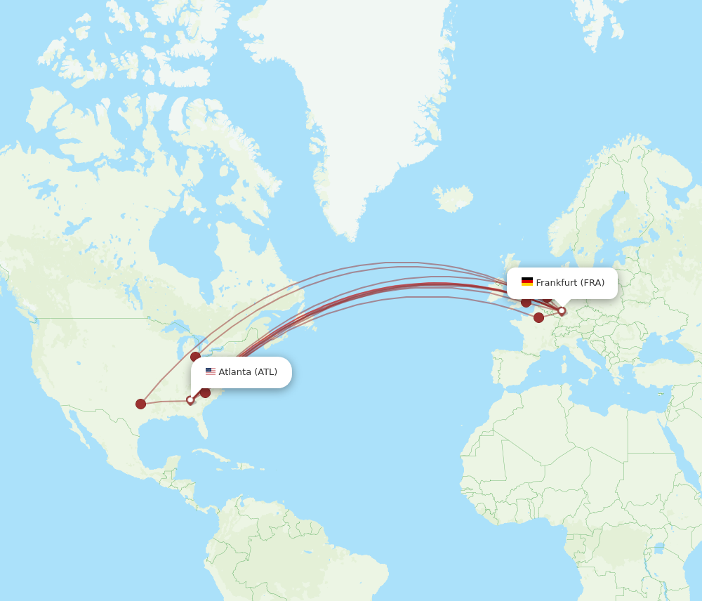 ATL to FRA flights and routes map