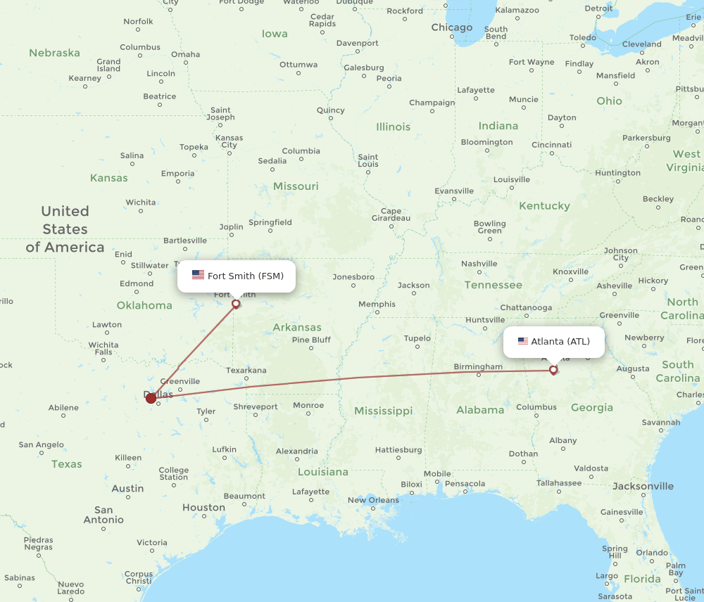 ATL-FSM flight routes