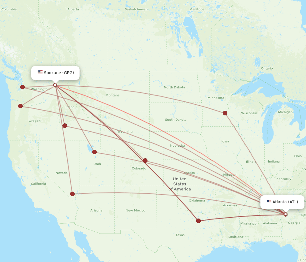 ATL-GEG flight routes