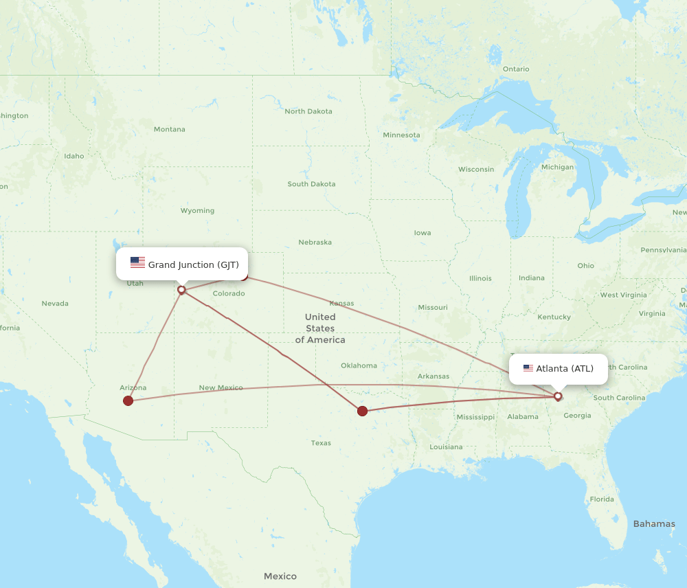 ATL-GJT flight routes