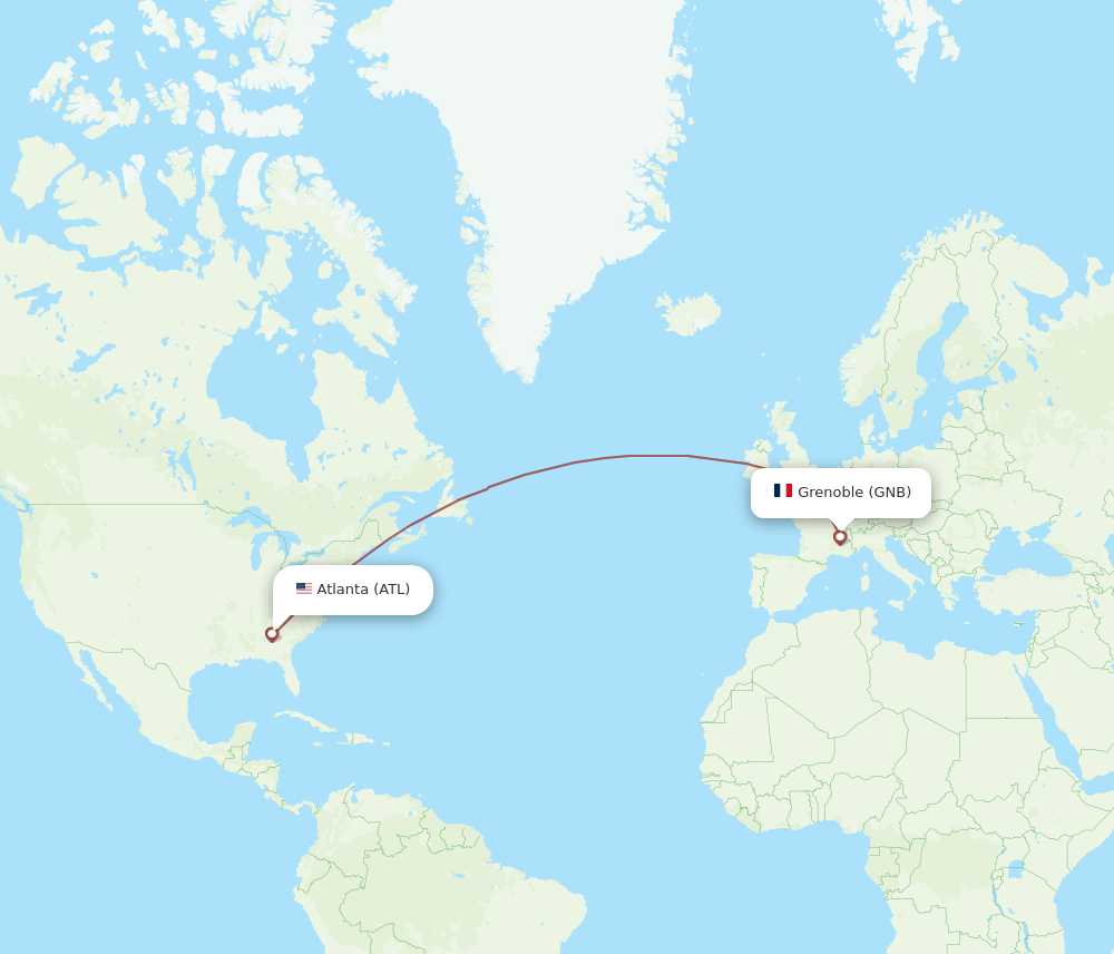ATL to GNB flights and routes map