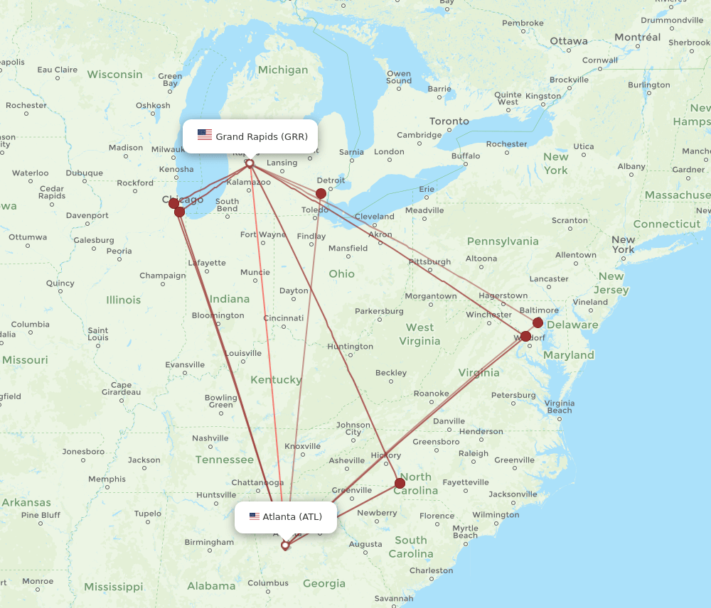 ATL-GRR flight routes