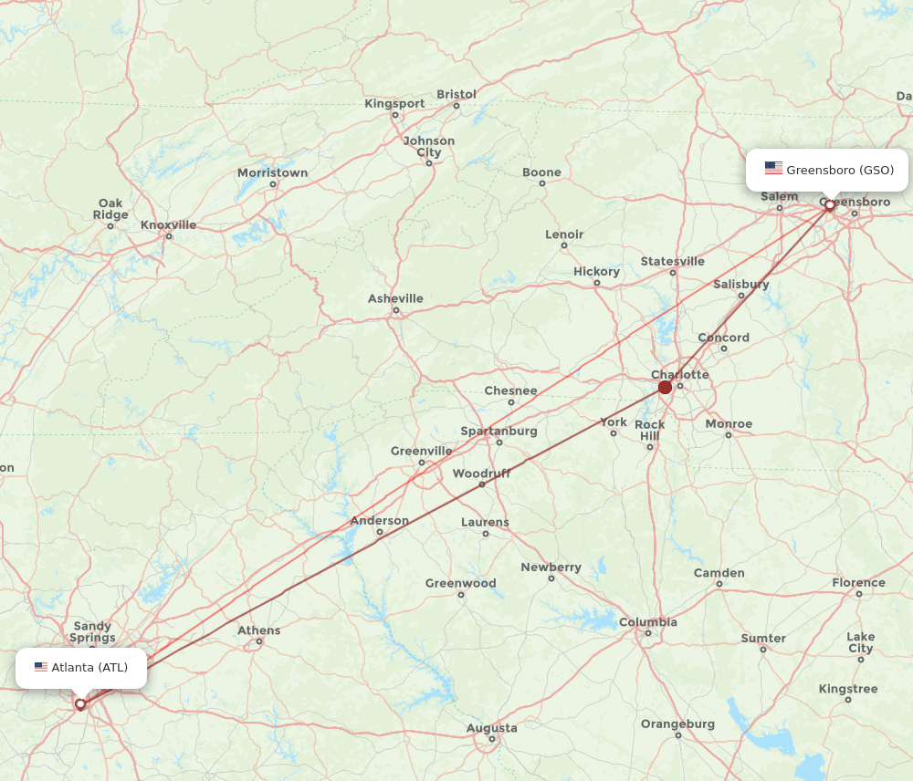 ATL-GSO flight routes