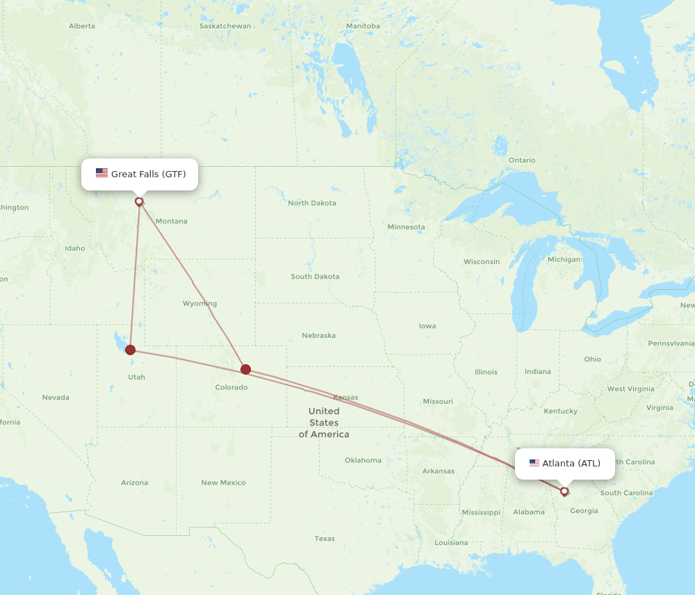 ATL-GTF flight routes