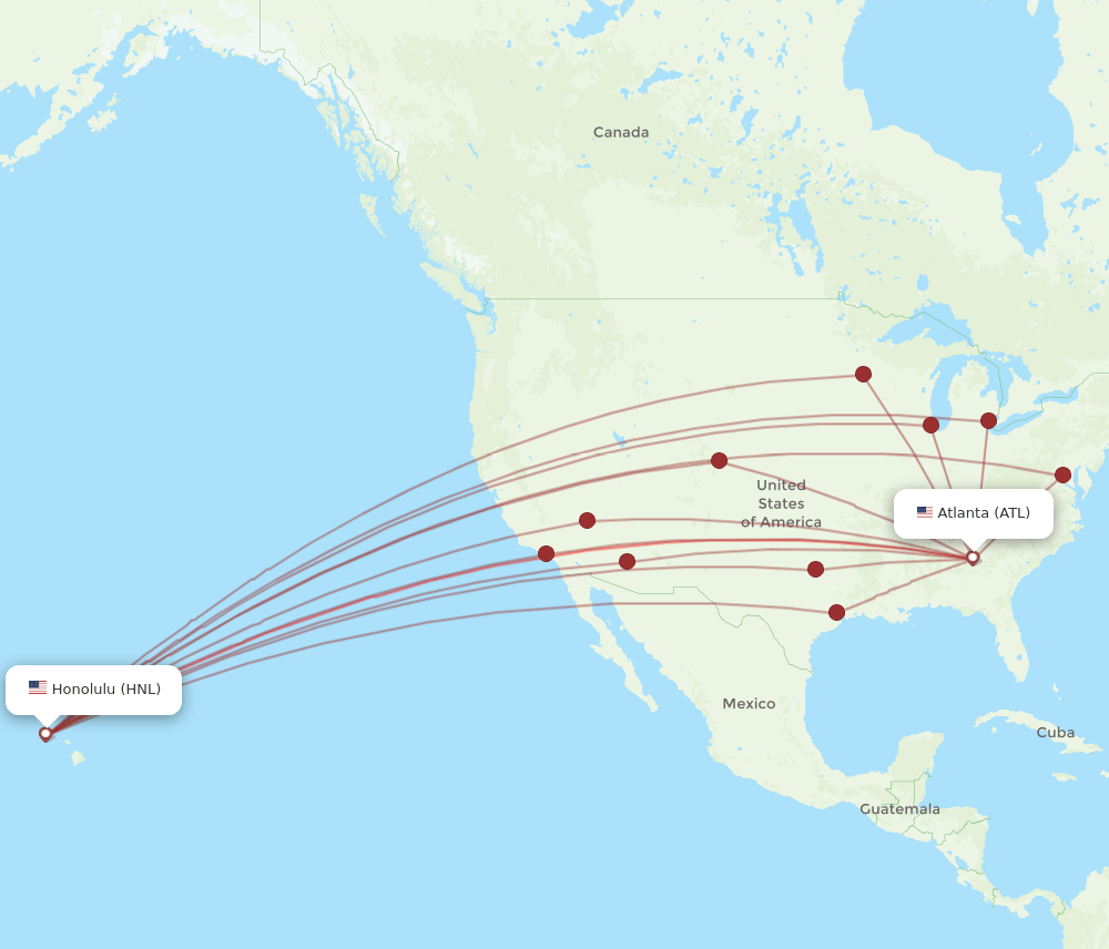 ATL-HNL flight routes