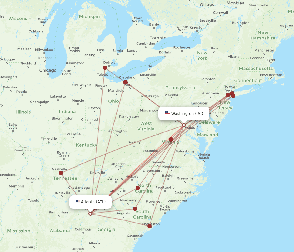 ATL-IAD flight routes