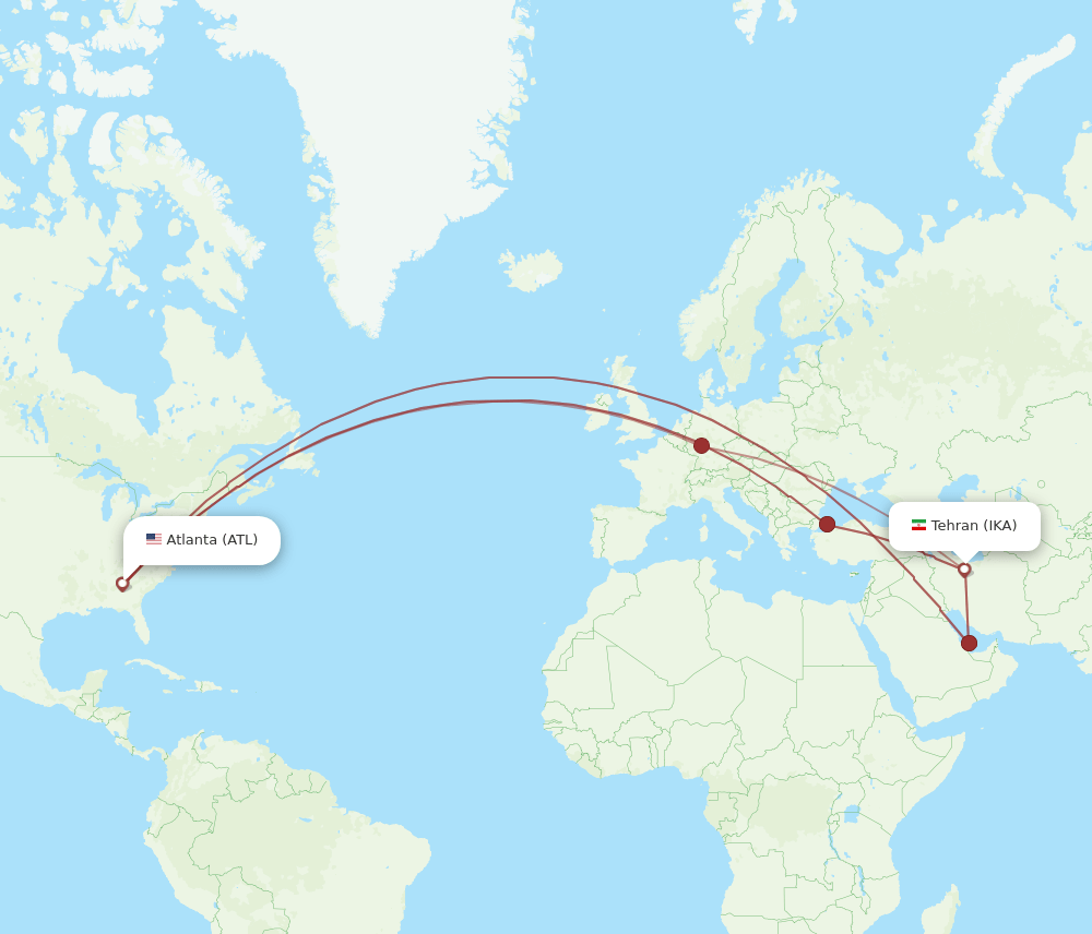 ATL-IKA flight routes
