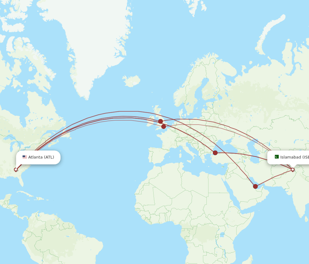 ATL-ISB flight routes