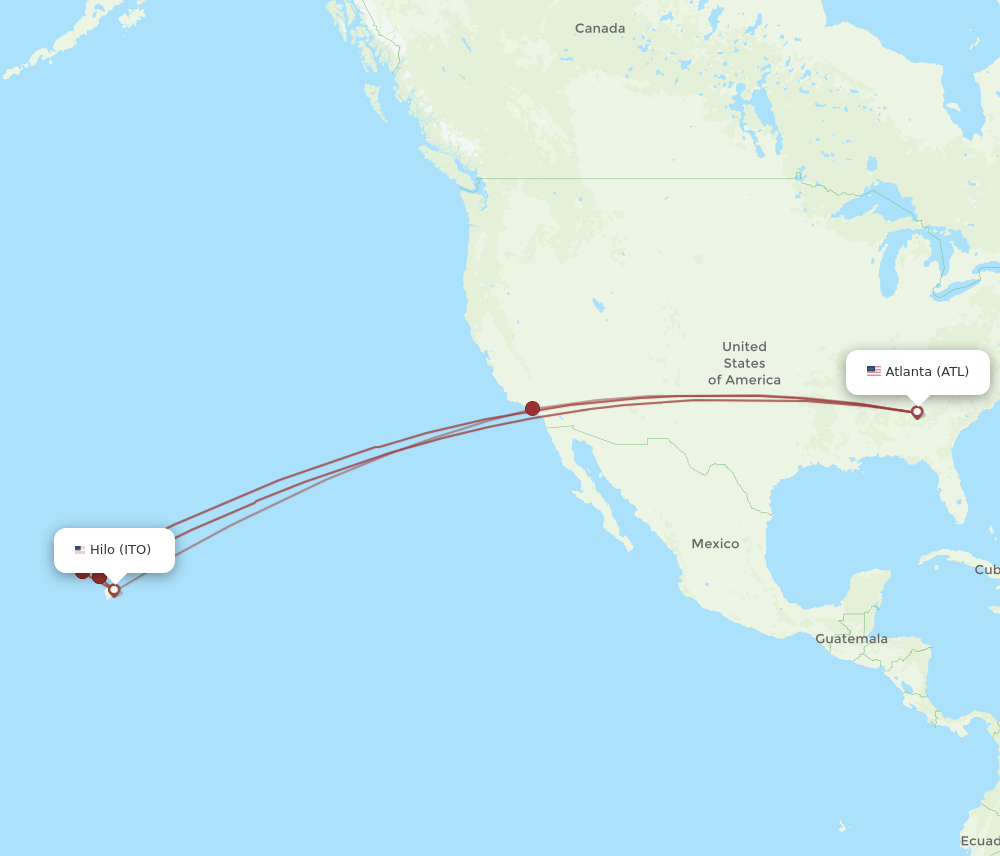 ATL to ITO flights and routes map