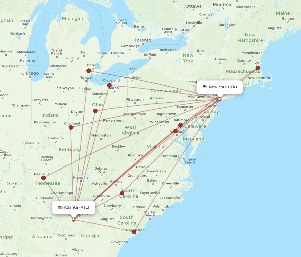 ATL-JFK flight routes