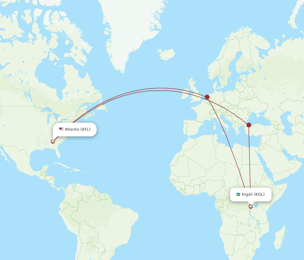 ATL-KGL flight routes