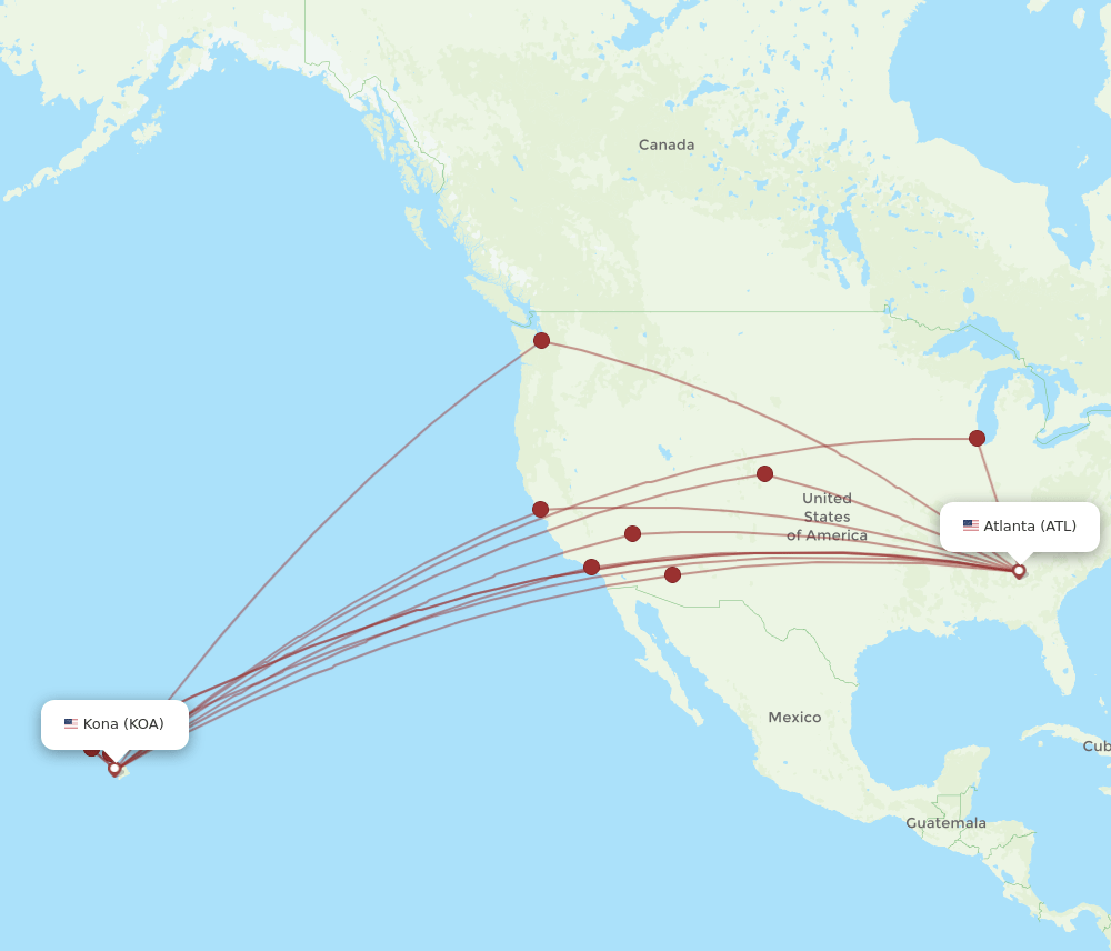 ATL-KOA flight routes