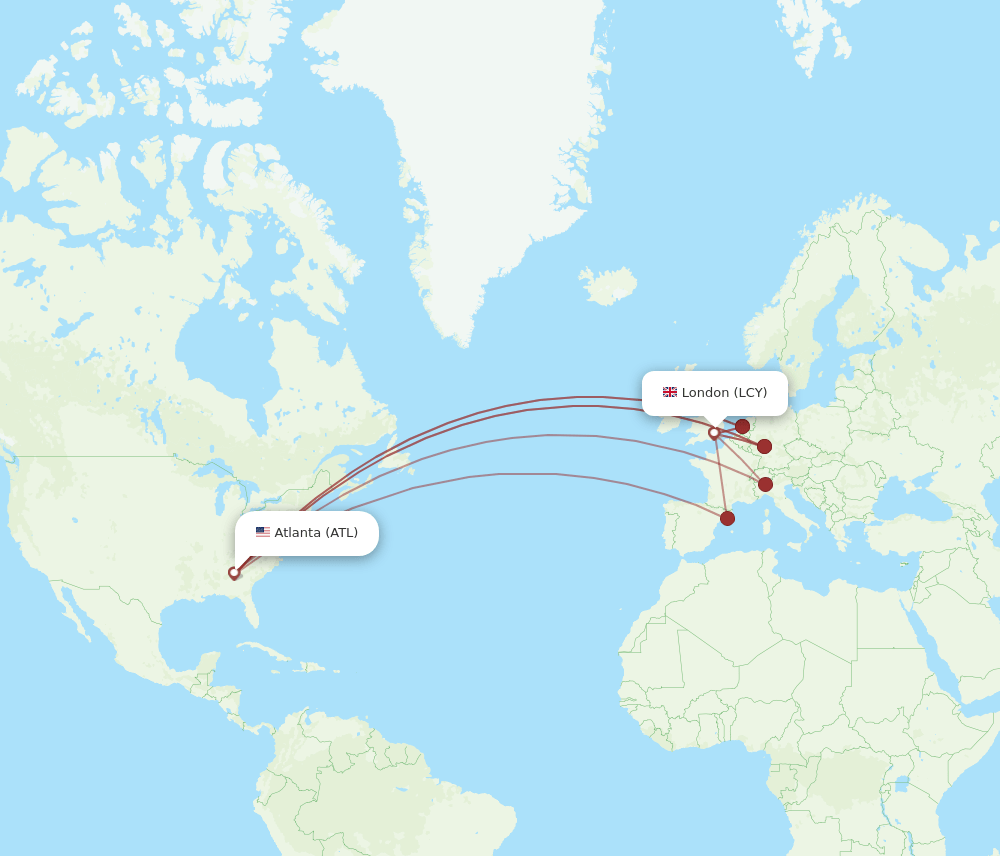 ATL-LCY flight routes
