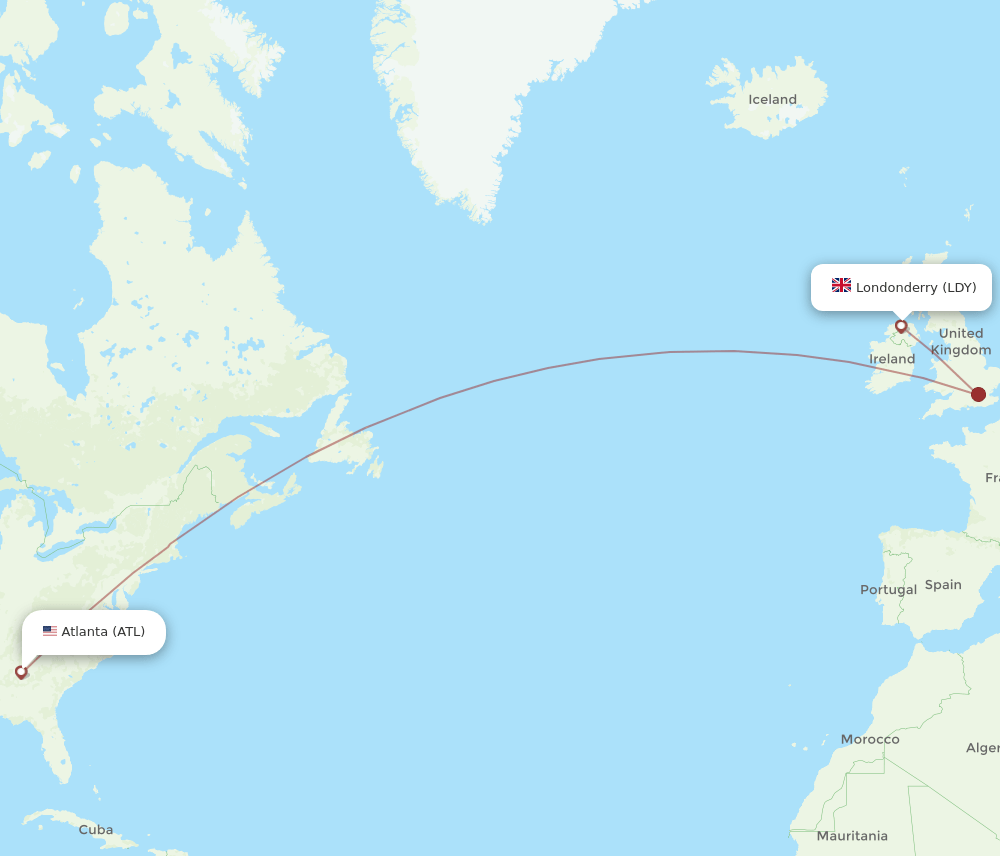 ATL-LDY flight routes