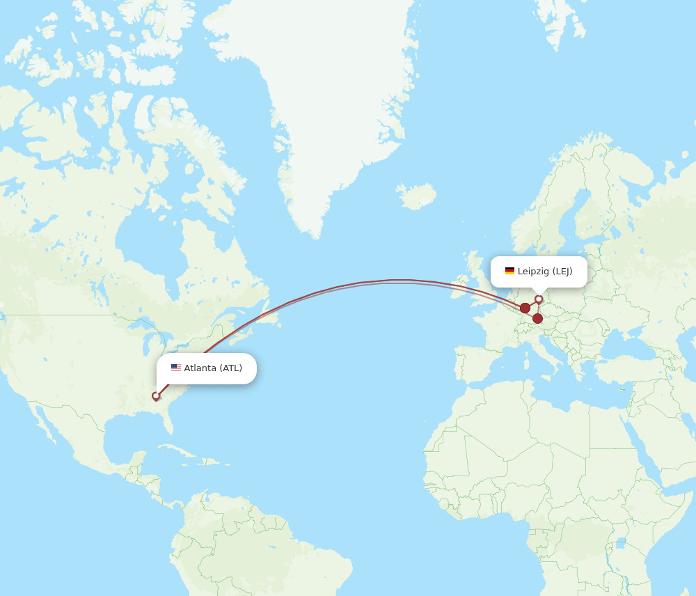 ATL-LEJ flight routes