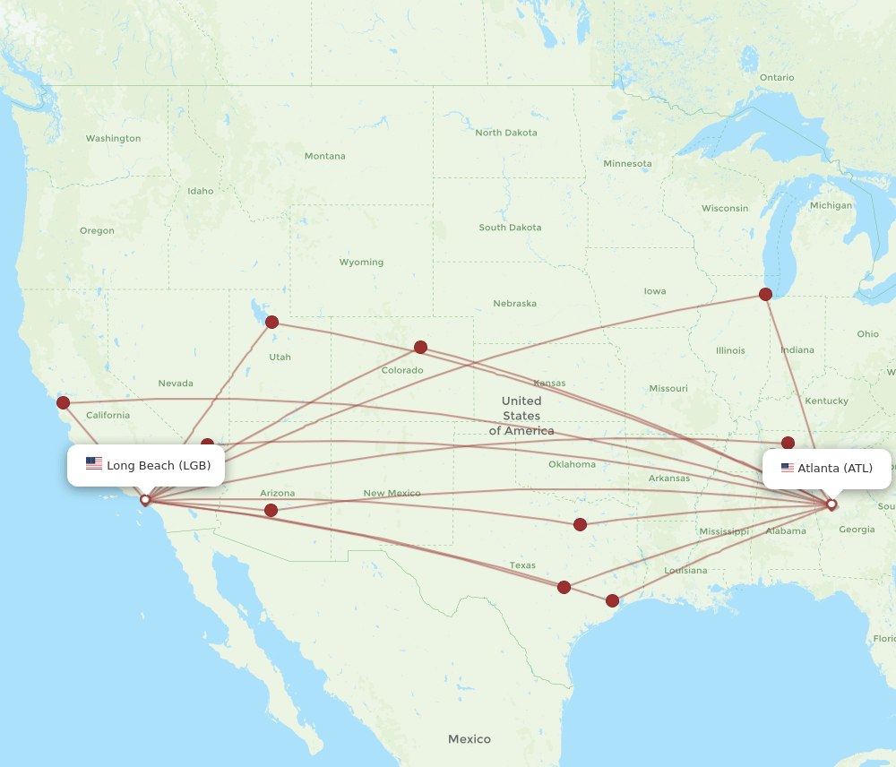 ATL-LGB flight routes