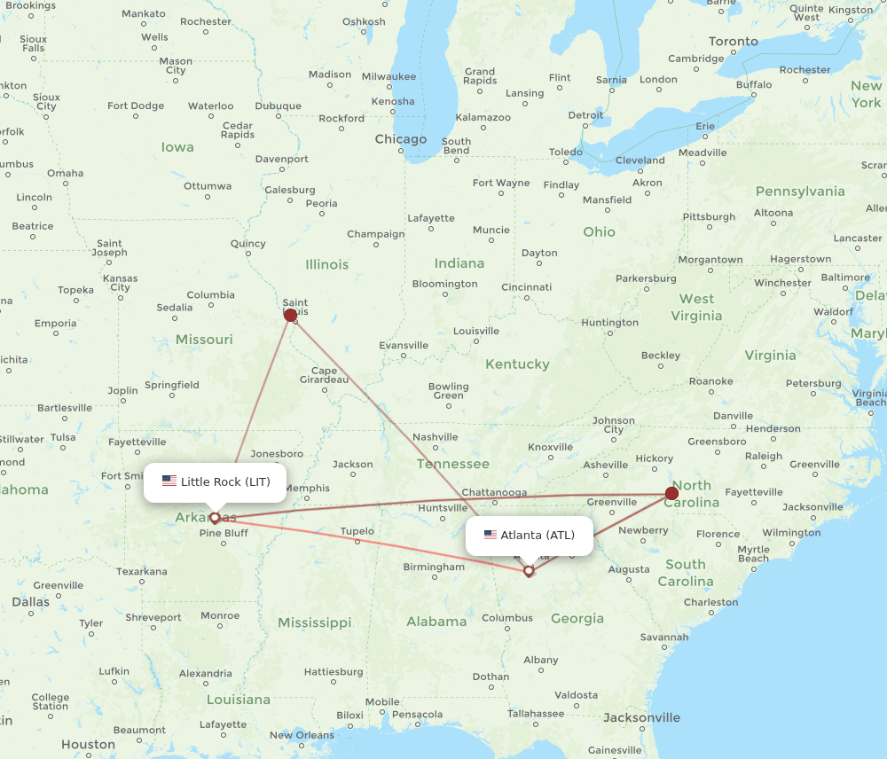 ATL-LIT flight routes