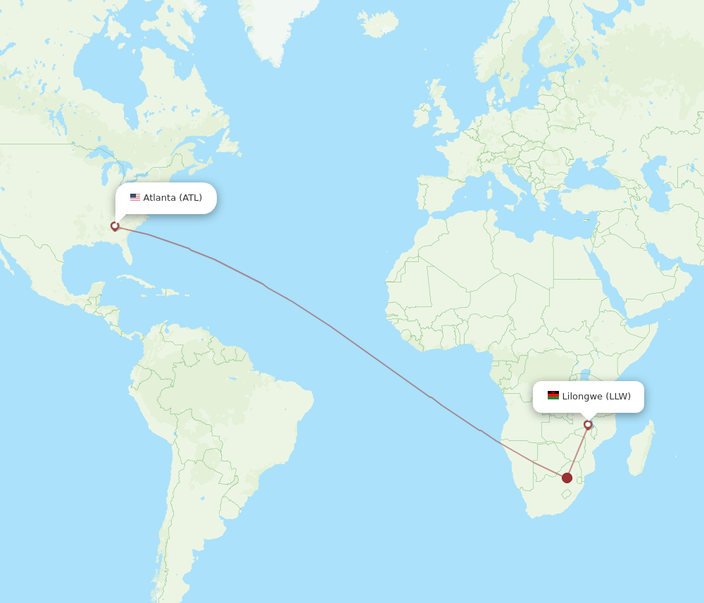 ATL-LLW flight routes