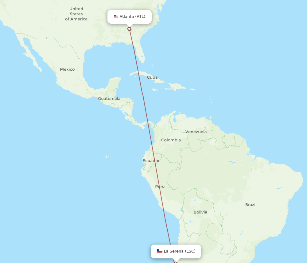 ATL to LSC flights and routes map