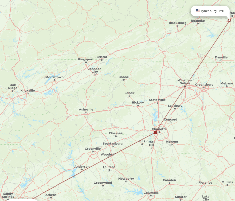 ATL-LYH flight routes